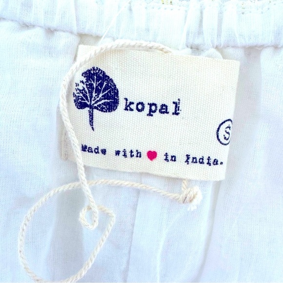 Anthropologie Kopal Tiered Mini Dress White with Metallic Threads Size S - Picture 7 of 10